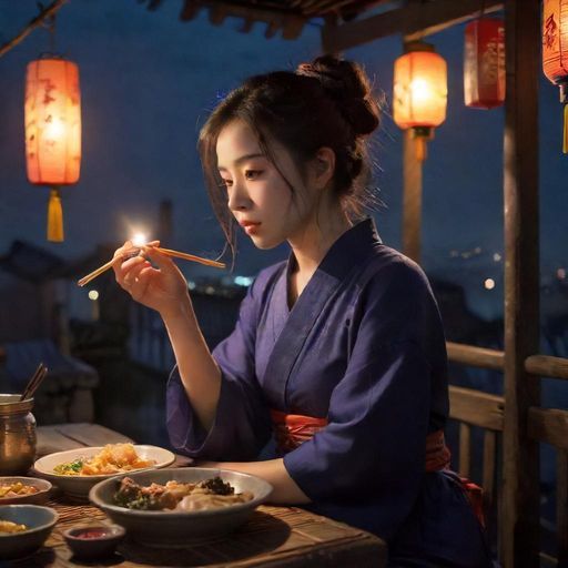 夜晚广州街头美食摊位的热闹场景