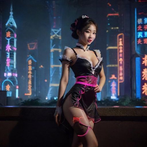 广州夜景中的模特优雅身影