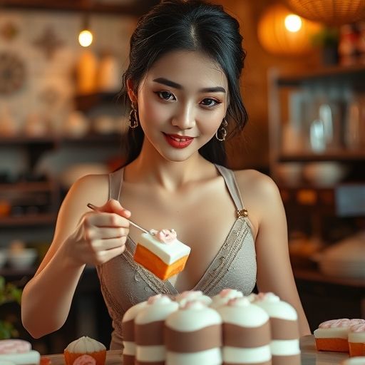 私人工作室甜品的精致制作场景