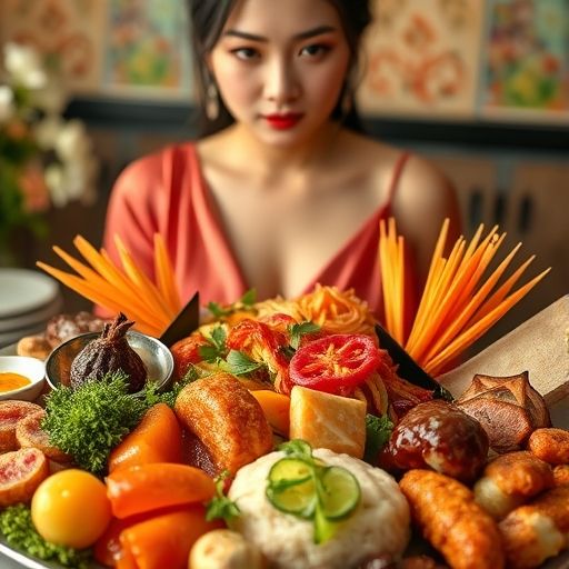 桌上的美食拼盘，色香味俱全