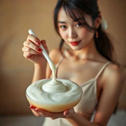 顺德双皮奶制作过程特写