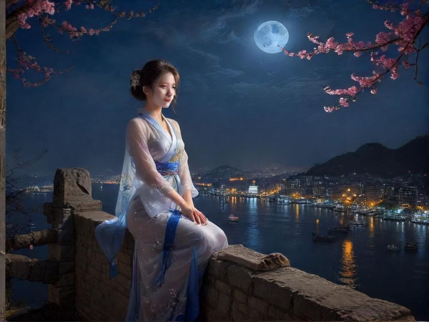 上海夜景，霓虹闪烁的城市天际线