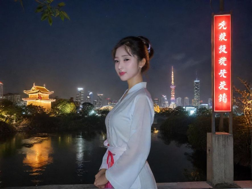 城市夜景下的娱乐区