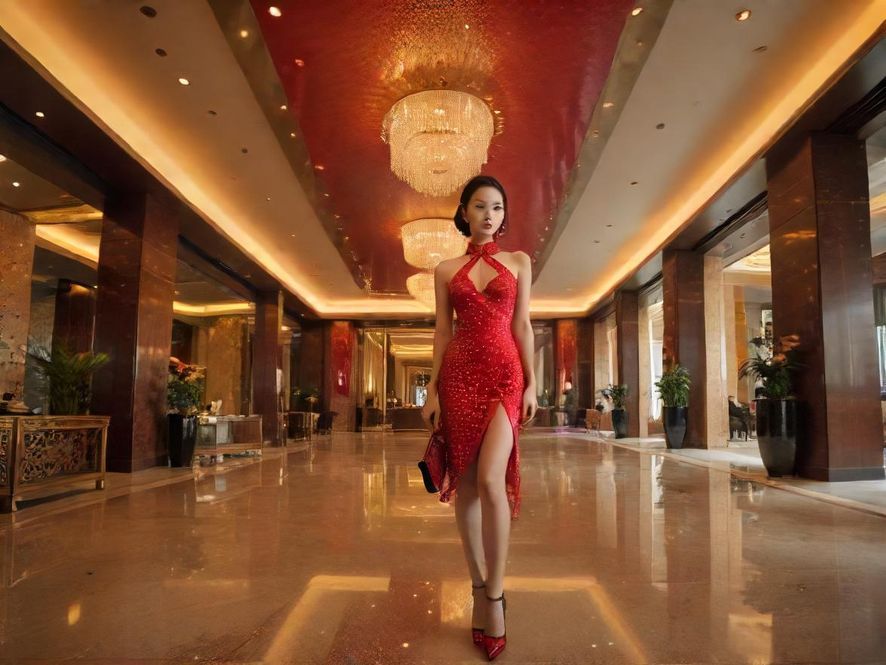 广州豪华会所大堂，广角镜头下的暖色调现代设计，展现高端休闲场所的氛围