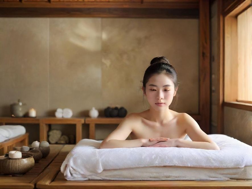 深圳一家高端SPA馆内,一位专业的疗愈师正在为顾客进行背部按摩的特写镜头。画面光线柔和,营造出温馨舒适的氛围,顾客面部表情放松。