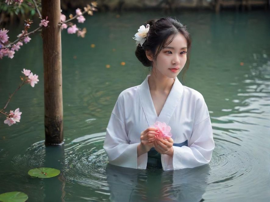 一位专业的泰殿水疗师,面带微笑,轻柔地为顾客进行按摩