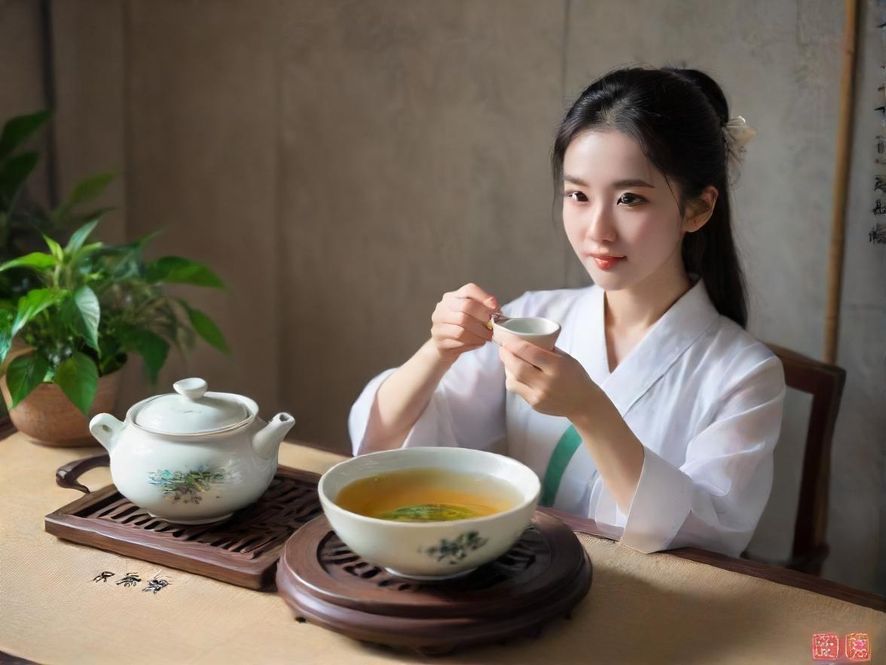 在东莞一间雅致的茶室里,一位女子侧身而坐,手中轻持茶杯,神情放松而专注。柔和的灯光从窗外洒入,勾勒出她优美的侧影,整个画面充满了宁静与享受的氛围,暗示着高品质的休闲体验。