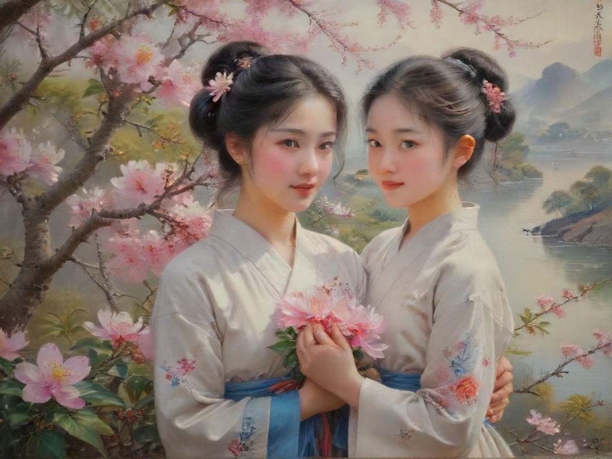 一个充满好奇心的女孩，正仰望着一个充满鲜花的神秘社区入口