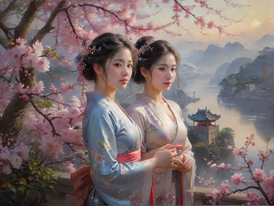 一位年轻女性在充满绿植和鲜花的明亮花艺工作室中，专注而愉快地制作着精美的插花作品。