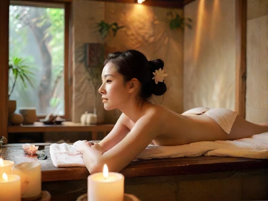 一间布置奢华、灯光柔和的SPA水疗室,池中水波荡漾,充满宁静与放松的氛围。